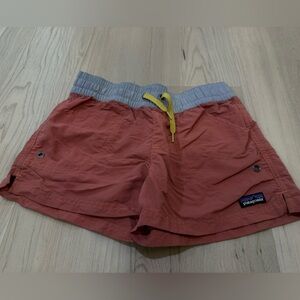 Patagonia Kids Salmon Swim Shorts with Blue Waistband Size L/12